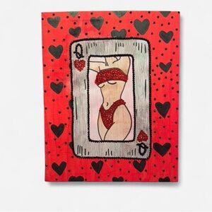 Queen of Hearts Bedazzled Canvas Art